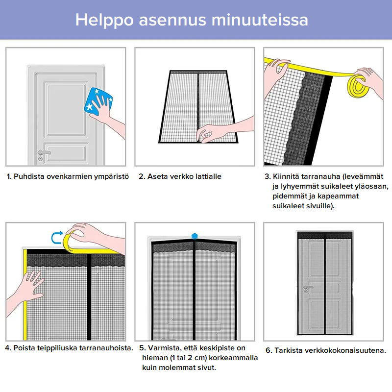 Hyönteisverkko ovelle magneetilla