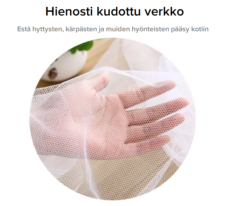 Säädettävä hyttysverkko ikkunaan rullalla